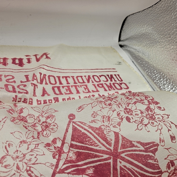 1945 Surrender Of Japan Silk Map Handkerchief Souvenir - Nippon Times 17x17 Used - Picture 9 of 14